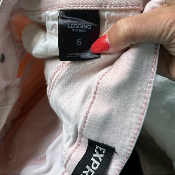 Express Pale Pink Distressed Skinny Jeans - Picture 5 of 5